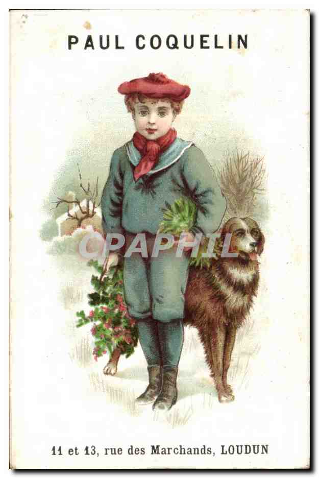 Chromo Paul Coquelin Rue des Marchands Loudun Chien 