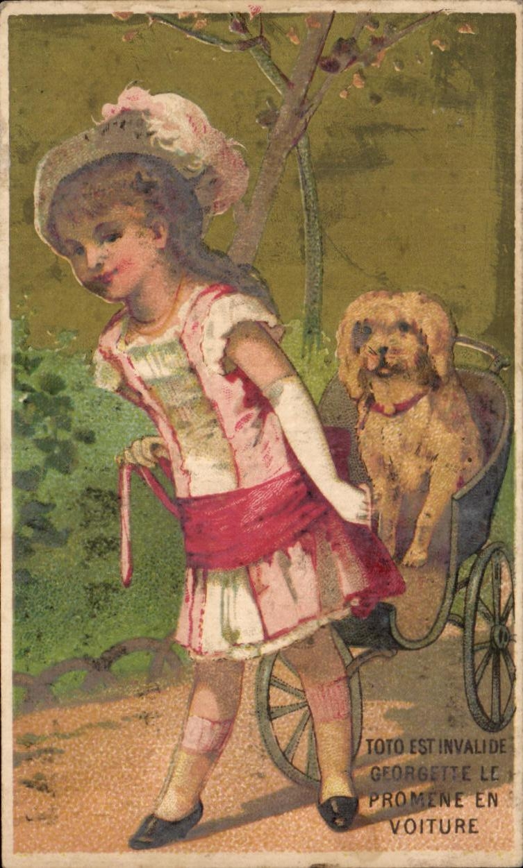 Chromo Pontvert Rue du Palais La rochelle Enfant et chien 