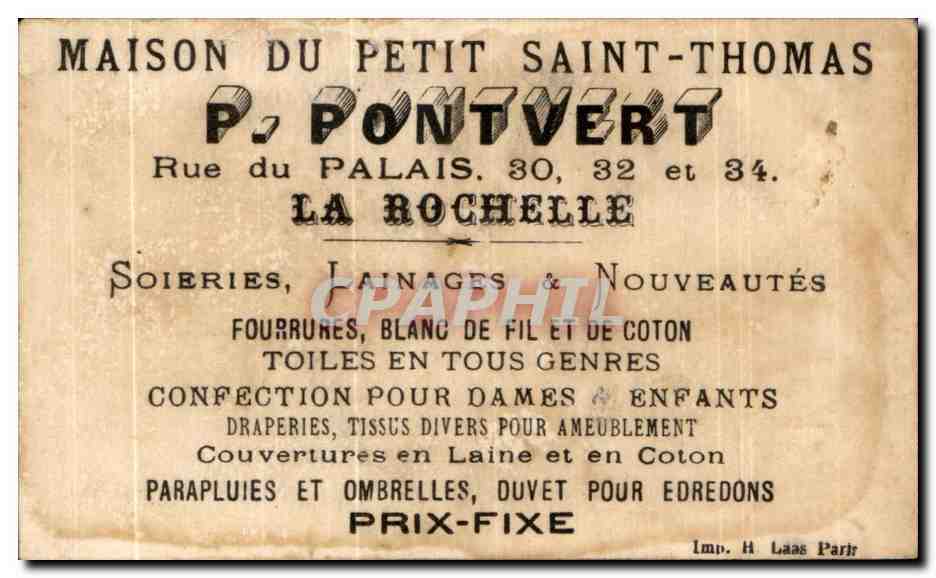 Chromo Pontvert Rue du Palais La rochelle Enfant et chien  — Rückseite