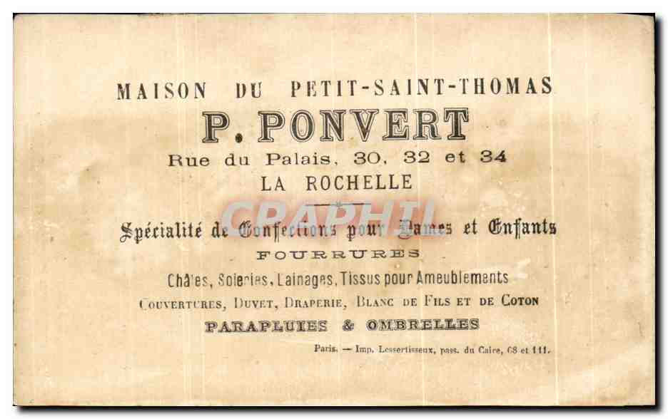 Chromo Ponvert la Rochelle Pavillon des Beaux Arts Exposition universelle 1889  — Rückseite