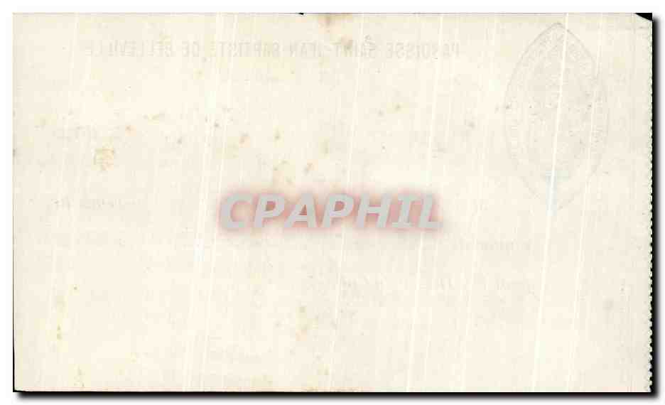 Ticket Paroisse Saint Jean Baptiste de Belleville Paris 19eme Fouquet 1911 — Verso