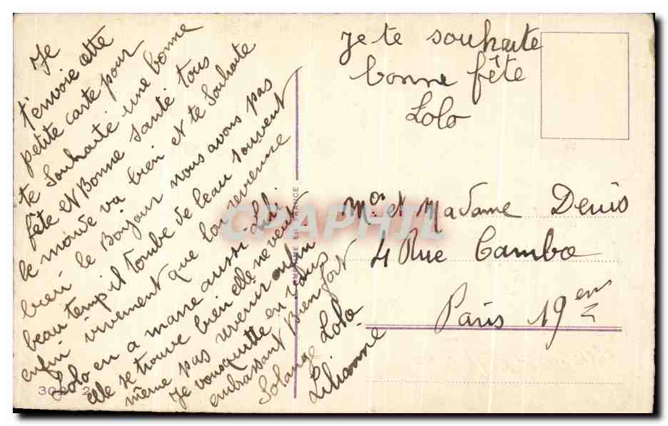 CPA Fantaisie Fleurs  — Back