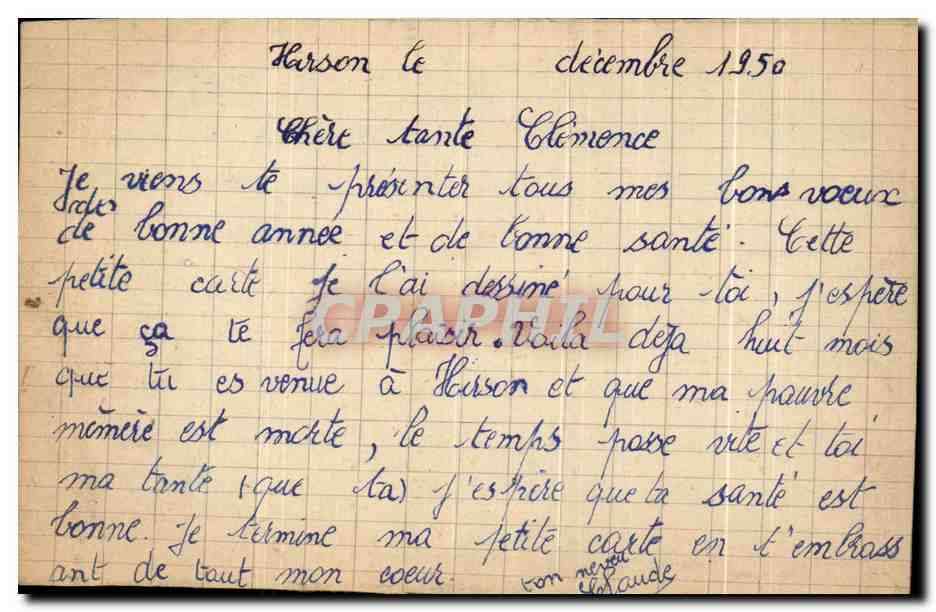 CPA Bonen annee (dessin a la main) — Rückseite