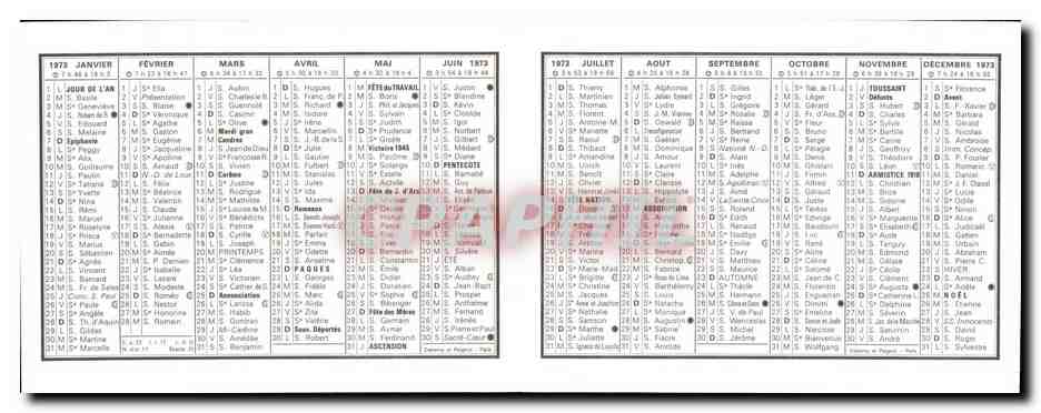 Calendrier 1973 Bateau Navire americain — Rückseite