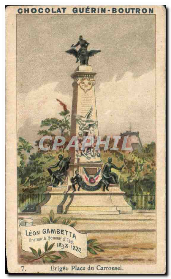 Léon Gambetta — Statue à la Place du Carrousel — Chocolat Guérin-Boutron