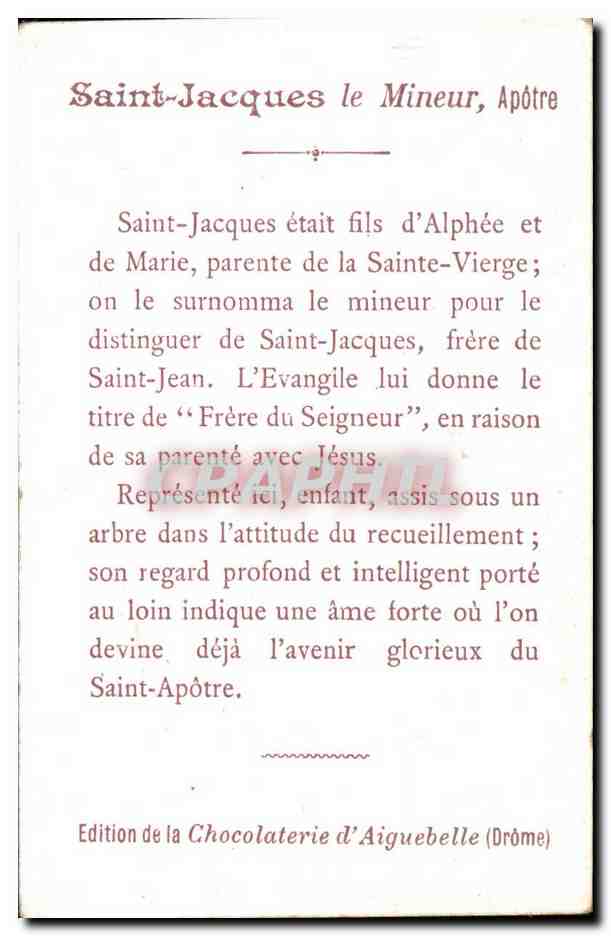 Saint-Jacques le Mineur Apôtre — Édition de la Chocolaterie d'Aiguebelle (Drôme) — Verso