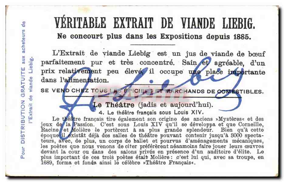 Le théâtre français sous Louis XIV — Véritable Extrait de Viande Liebig — n°4 — Rückseite