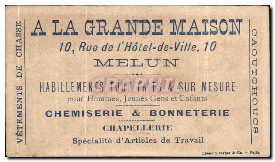 Chromo A la grande maison Melun Peche Cygne — Verso