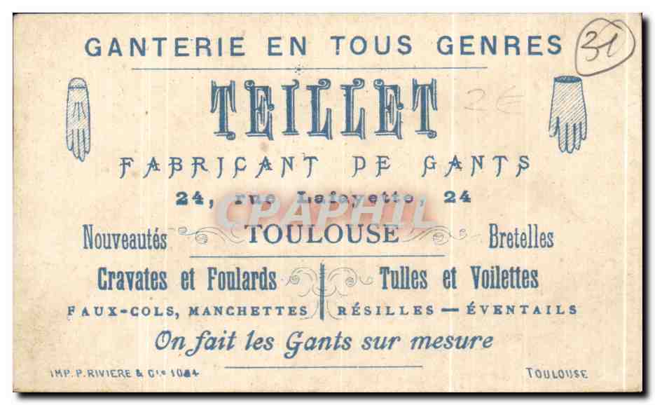 Chromo Teillet Toulouse Fleurs — Rückseite