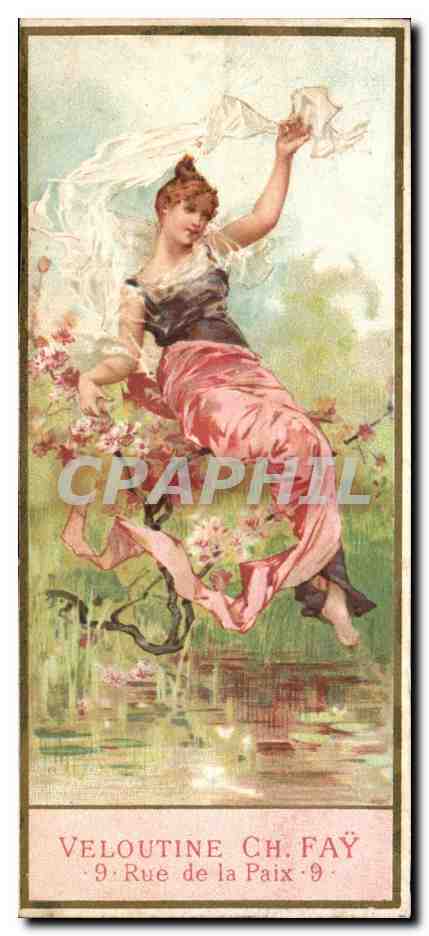 Fée dans un jardin — illustration publicitaire — Ch. Fay, 9 Rue de la Paix