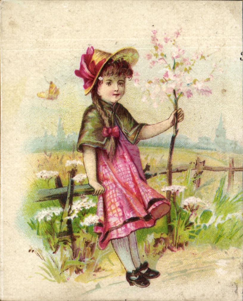 Fille avec branche de cerisier — illustration — Poindessous, La Rochelle