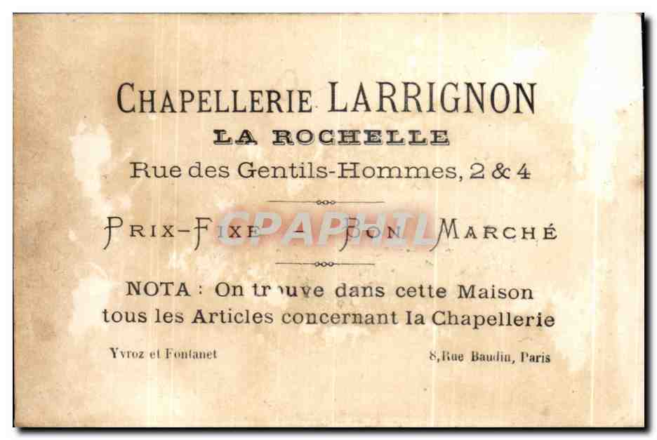 Faisan doré — Publicité pour la chapellerie Larrignon — Éditeur Faisan Doré — Rückseite