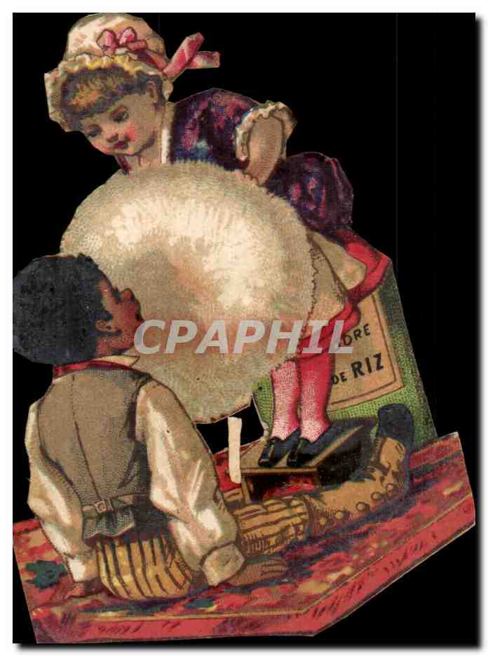 Enfant jouant avec un mouton — publicité pour 'Poudre de Riz' — éditeur inconnu
