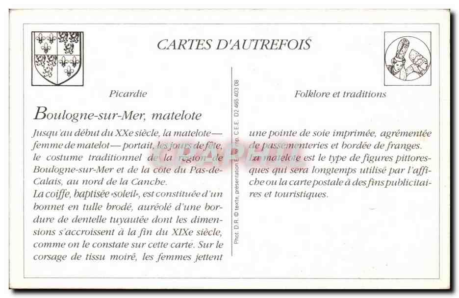 Matelote de Boulogne-sur-Mer — costume traditionnel — Cartes d'Autrefois — Achterkant