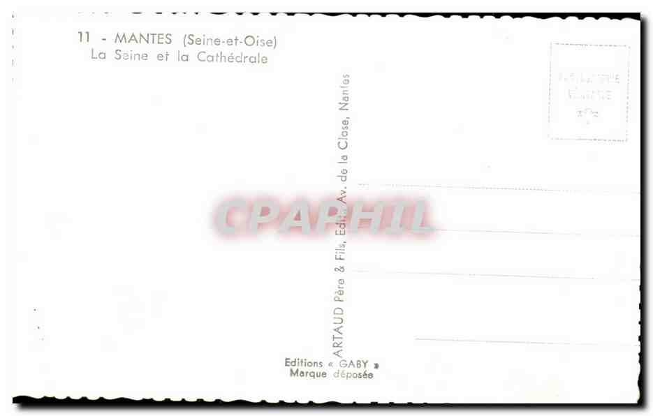Mantes-la-Jolie — La Seine et la Cathédrale — Éditions Gaby — Verso