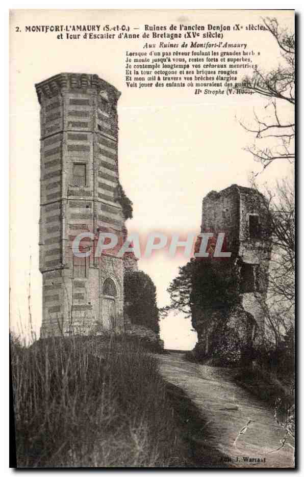 Montfort-l'Amaury — Ruïnes van het oude Donjon (10e eeuw) en Toren d'Escailier van Anna van Bretagne (15e eeuw) — J. Wartael