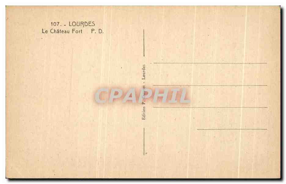 CPA Lourdes Le Chateau Fort  — Verso