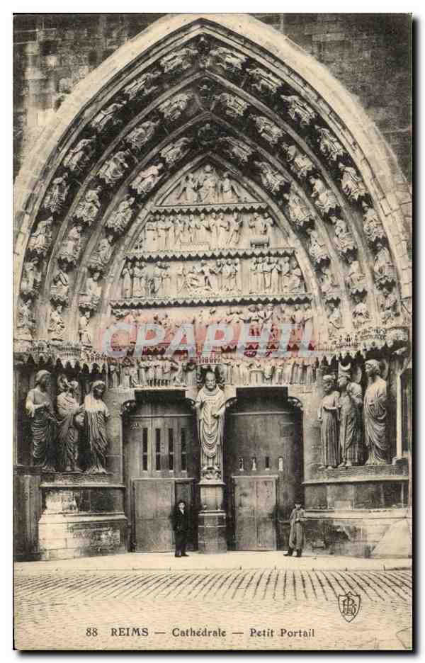 CPA Reims Cathedrale Petit Portail 