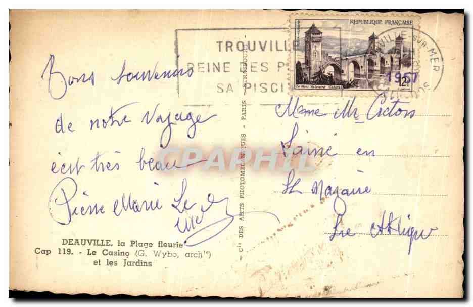 Deauville - The Casino and the Gardens — C.° des Arts Photographiques — n°119 — Back