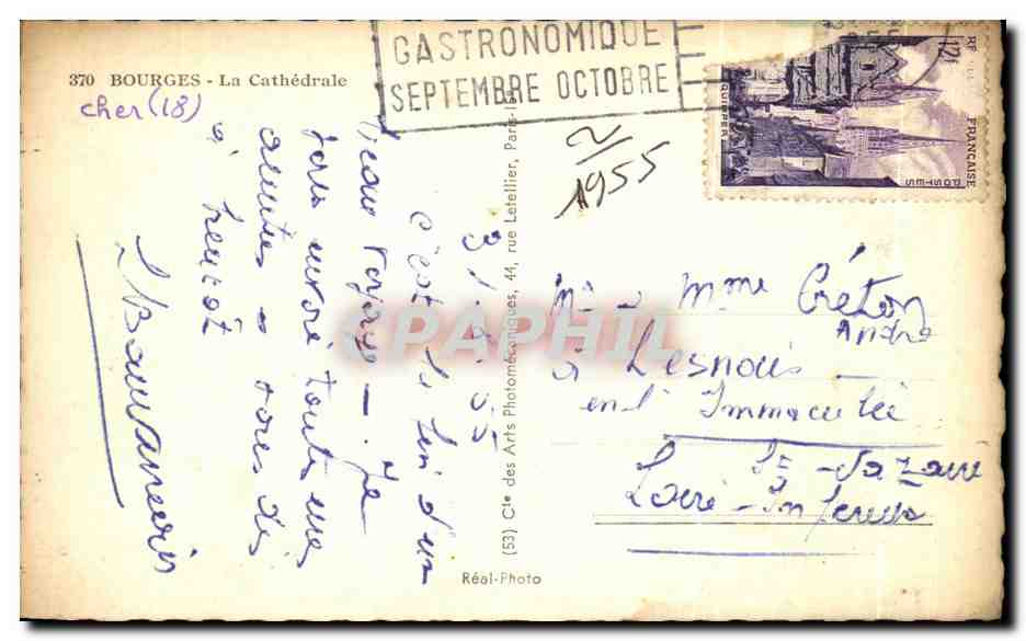 CPA Bourges La Cathedrale — Rückseite