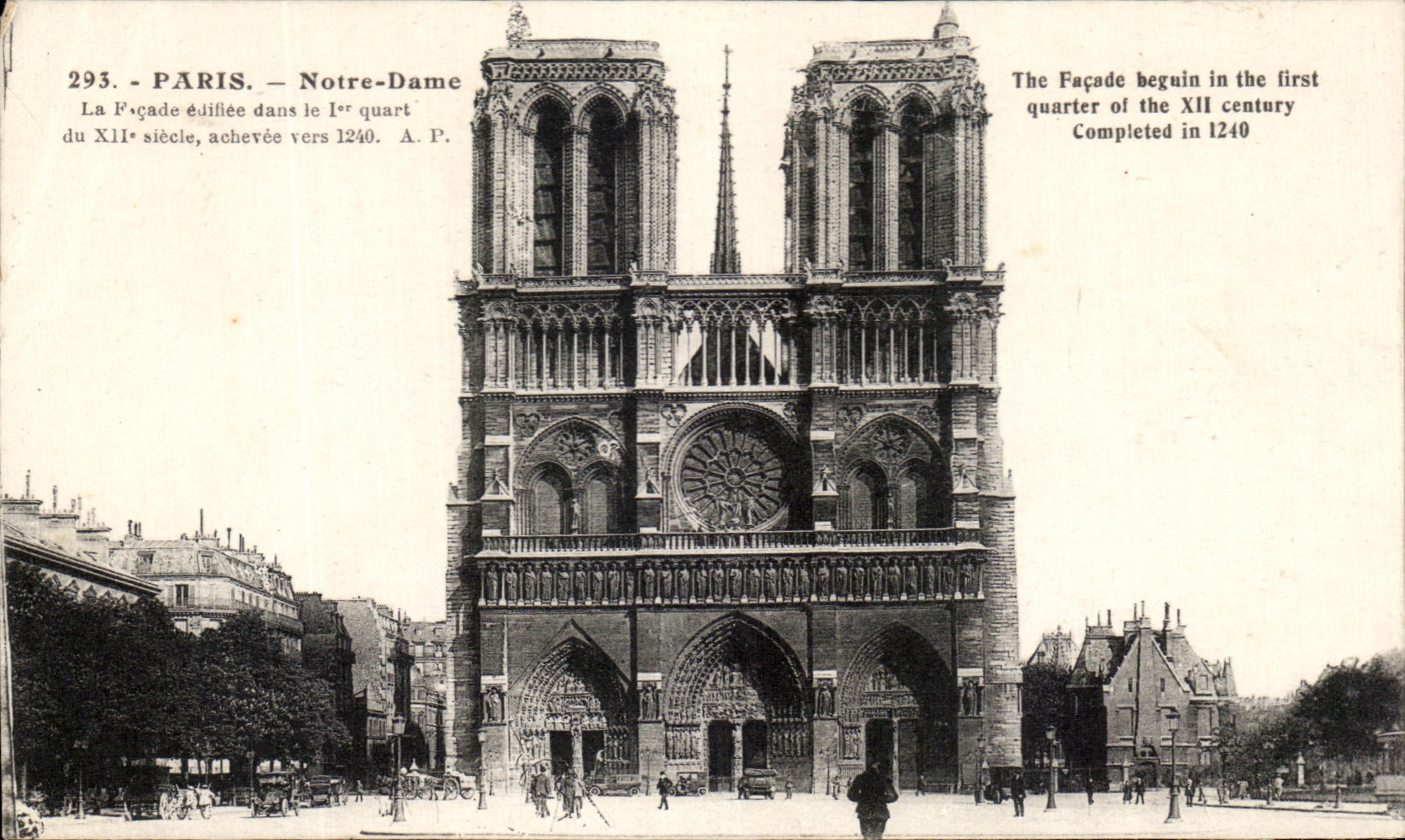 Paris — Notre-Dame — Façade — Éditeur A.P. n°293
