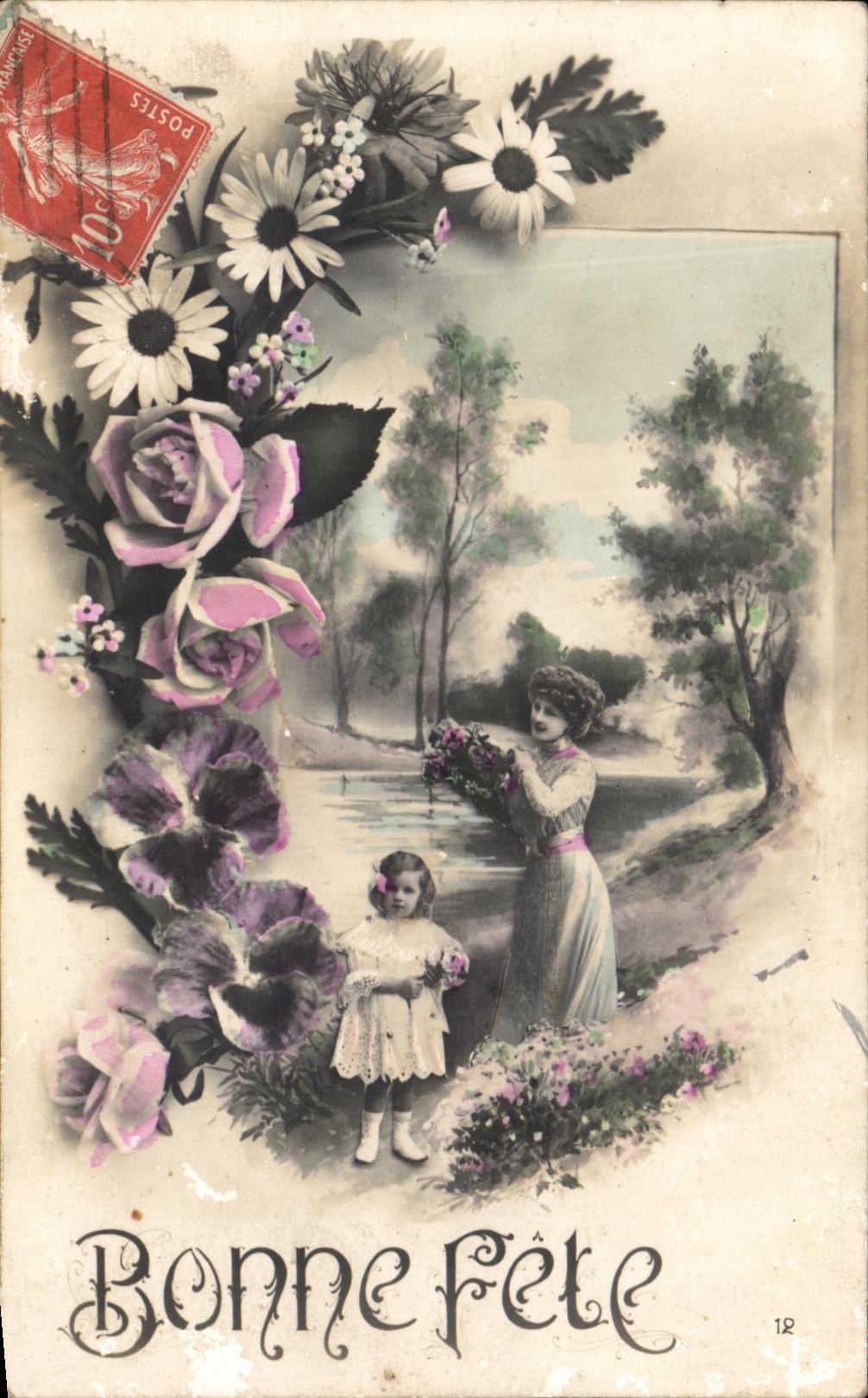 CPA Bonne Fete Femme Enfant
