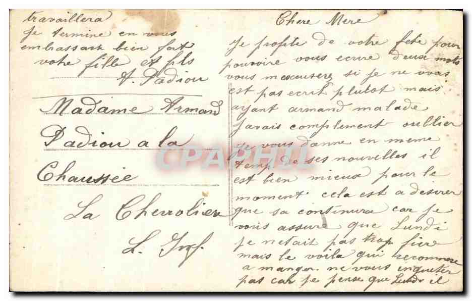 CPA Bonne Fete Femme Enfant — Rückseite