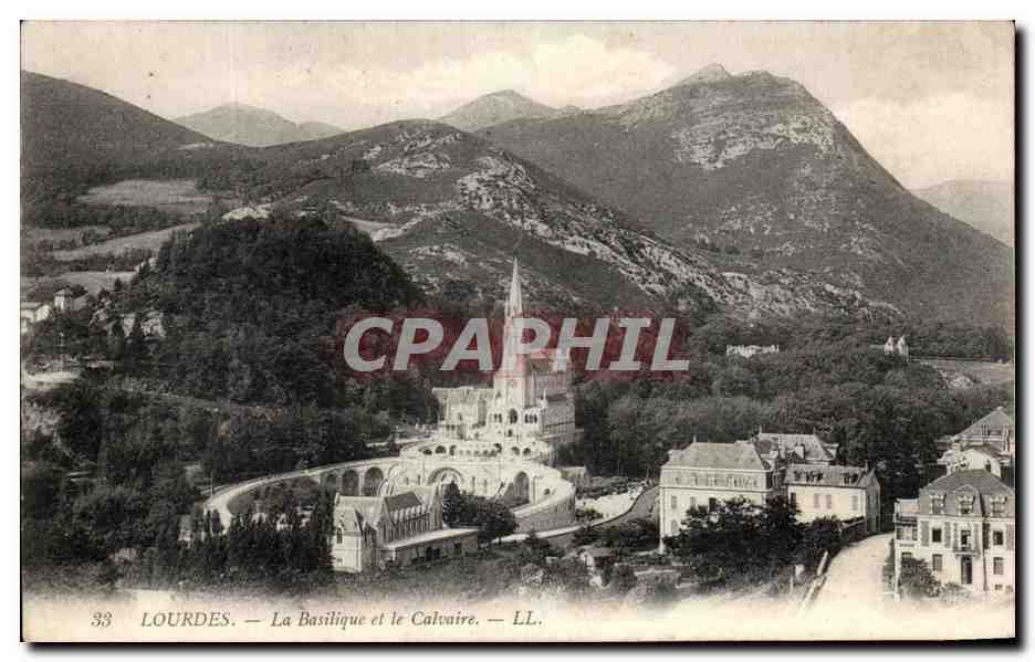 CPA Lourdes La Basilique Et Le Calvaire 