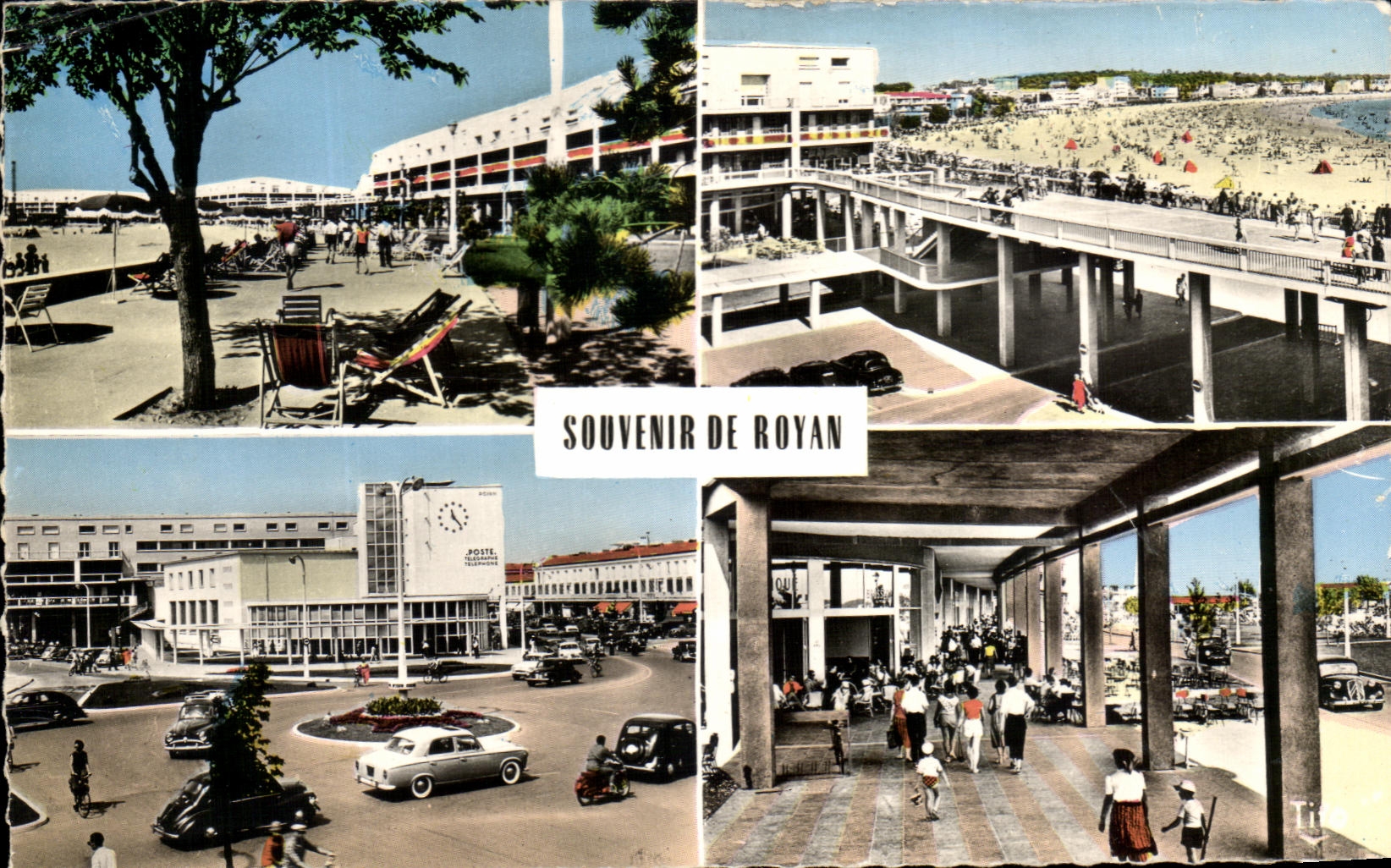 CPA Royan Le Front de Mer La Plage et Le Portique Rond point de la poste promenade couverte