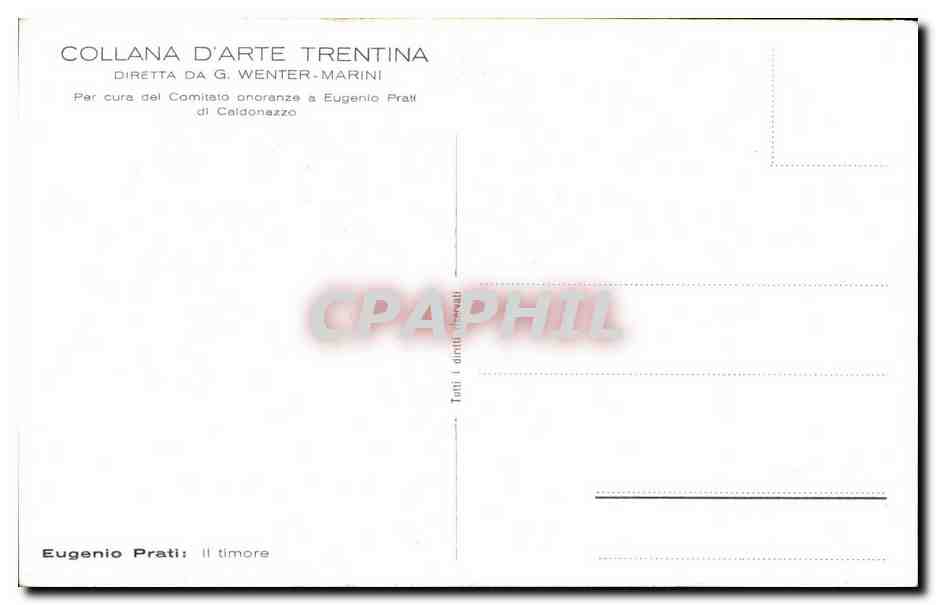 CPA Collana D'Arte Trentina Diretta Wenter Marini Eugenio Prati Il timore — Verso