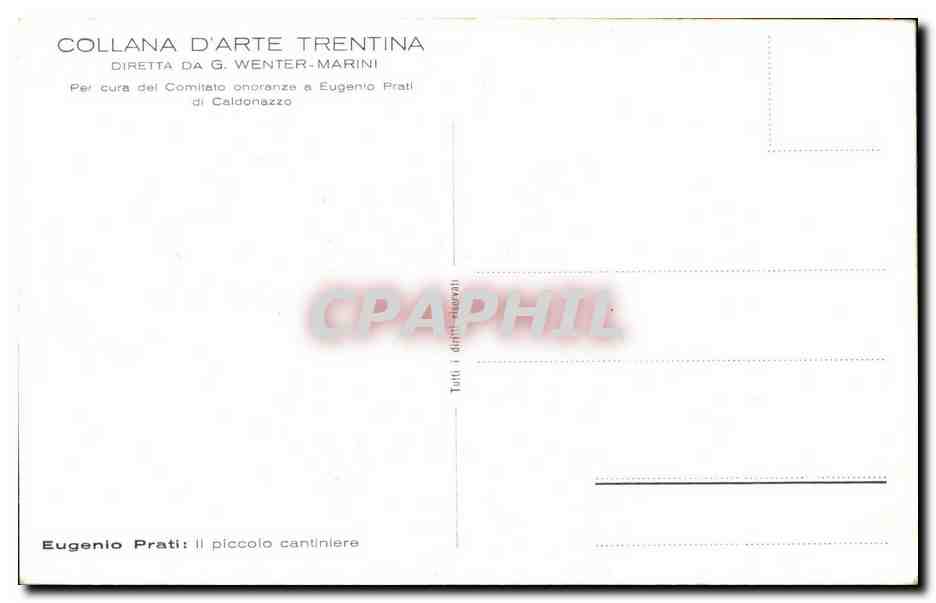 CPA Collana D'Arte Trentina Diretta Wenter Marini Eugenio Prati Il piccolo cantiniere — Verso