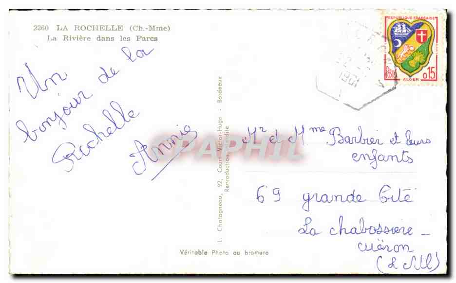 La Rivière dans les Parcs — La Rochelle — Éditeur Elcée — Verso