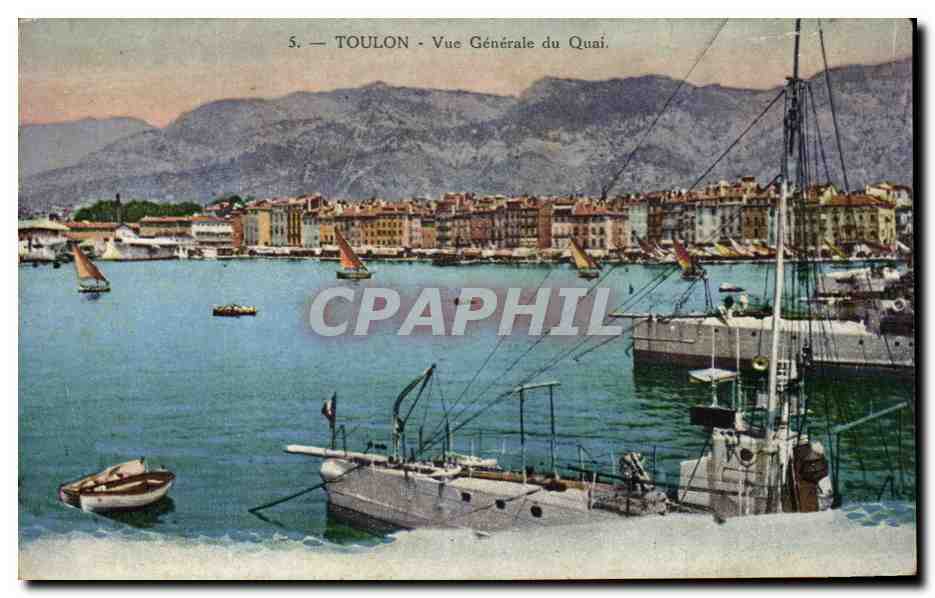 CPA Toulon Vue Generale du Quai Bateau