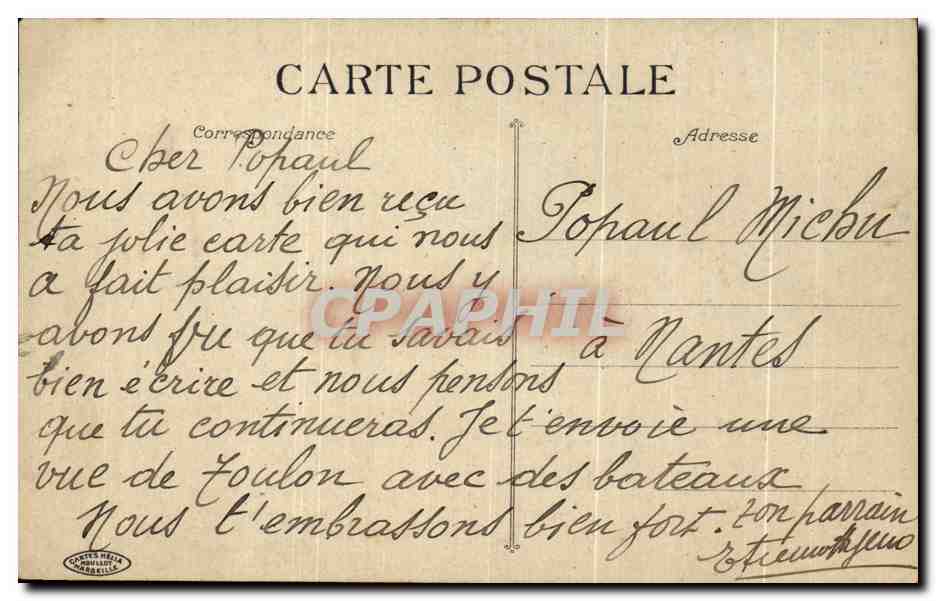 CPA Toulon Vue Generale du Quai Bateau — Verso