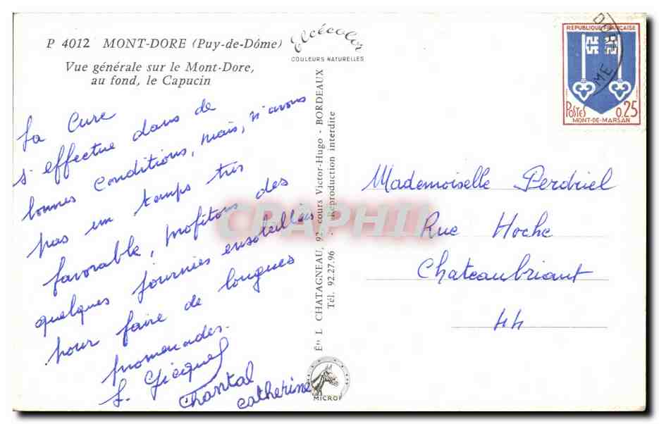 Mont-Dore — Vue générale, le Capucin au fond — Éditeur Elcée, n° P 4012 — Reverso