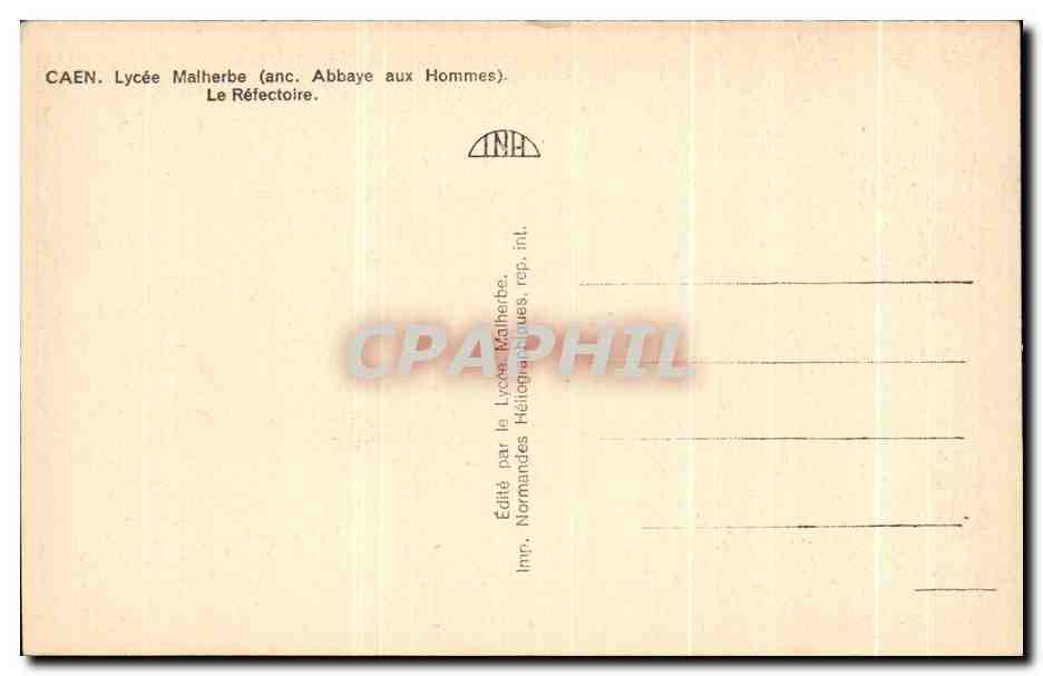 CPA Caen Lycee Malherbe Le Refectoire Abbaye aux hommes — Verso