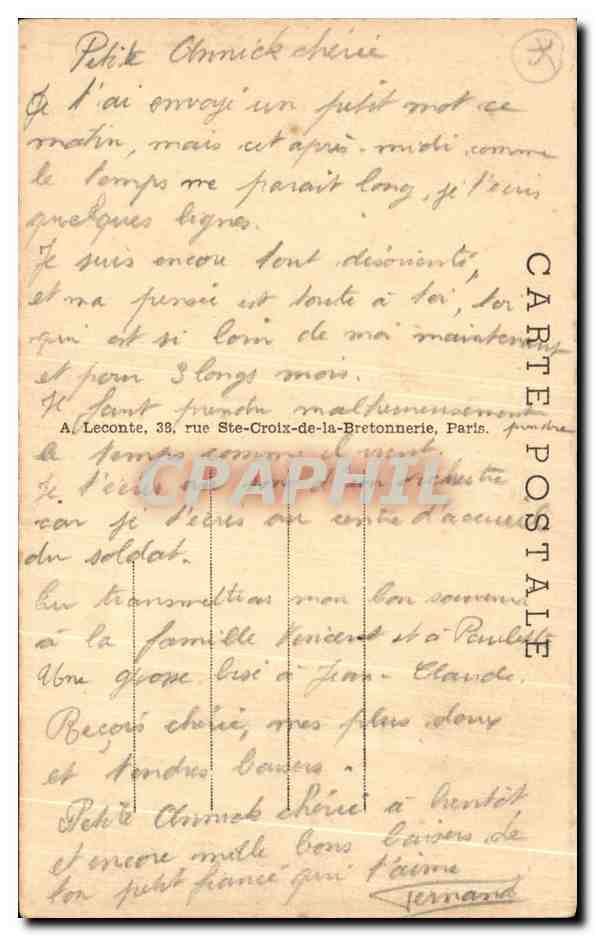 CPA Paris Notre Dame  — Verso