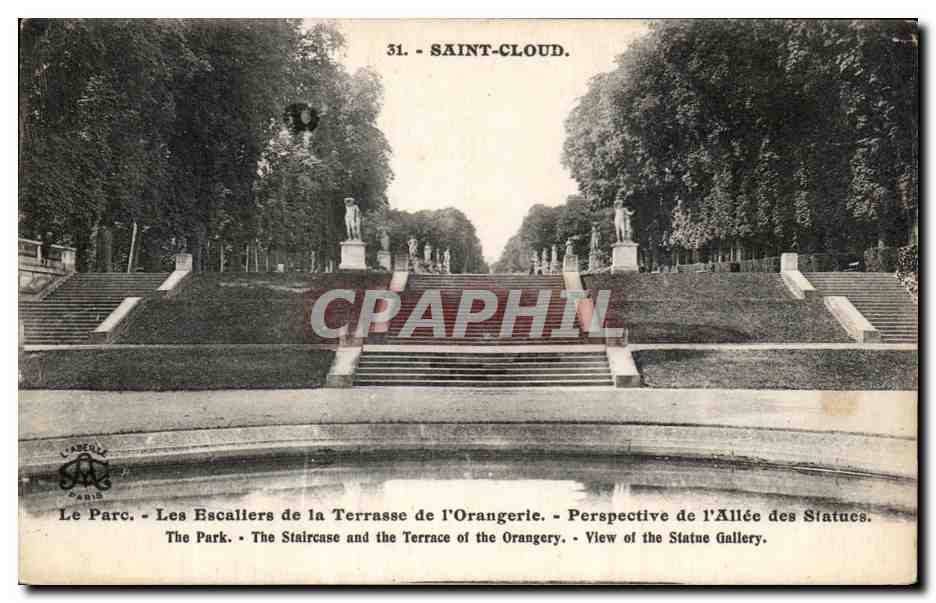 CPA Les Jolis Coins De Saint Cloud Les escaliers de la terrasse de l'Orangerie Perspective de l'allee des statues