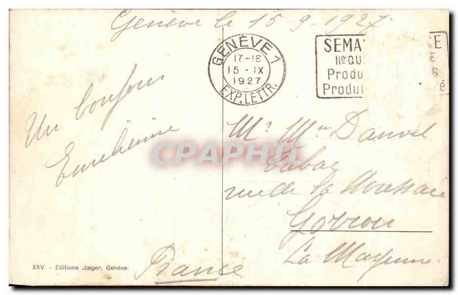 CPA Geneve Qual du Mont Blanc — Verso