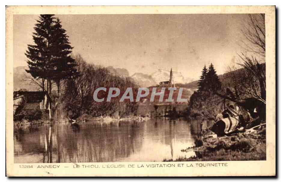 Annecy — Le Thiou, l'église de la Visitation et la Tournette