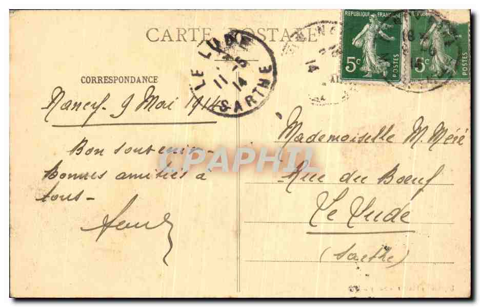CPA Nancy Place de la Carriere — Verso
