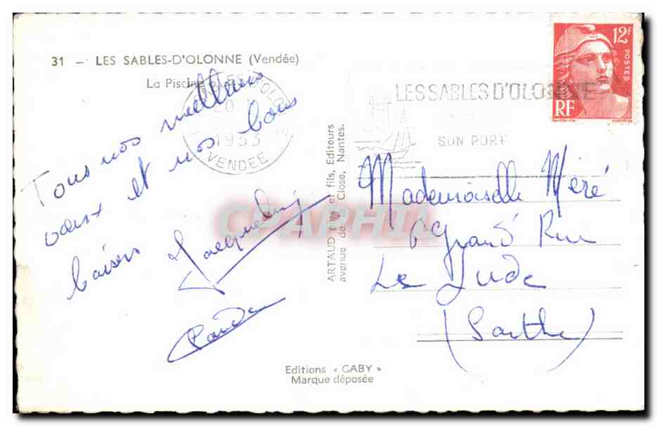 CPA Les Sables D'Olonne La Piscine — Rückseite