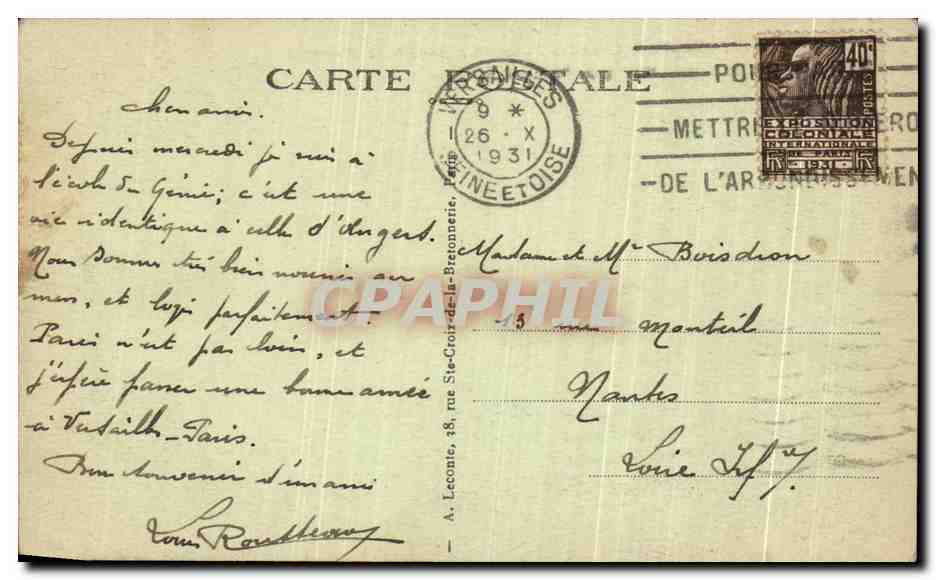 CPA Versailles Les Grandes Eaux Le Bassin de Neptune — Verso