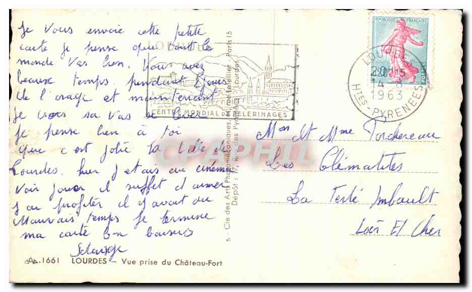 Lourdes — Vue prise du Château-Fort — Cap — Verso