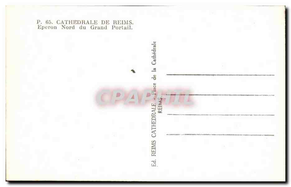 Kathedrale von Reims — Nordspitze des Großen Portals — Ed. Reims — Rückseite