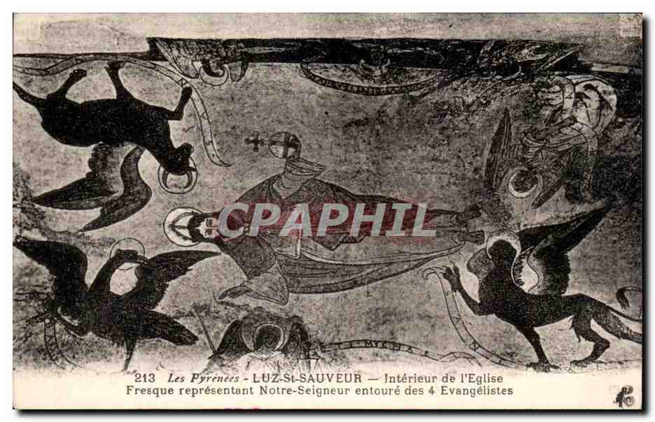CPA Luz St Sauveur Interieur de l'Eglise Fresque representant Notre Seigneur entoure des 4 evangelistes