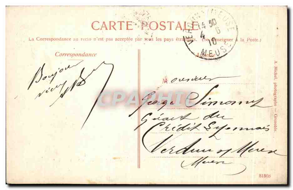 CPA Grenoble Pont de l'Hopital sur l'Isere et les Alpes — Verso