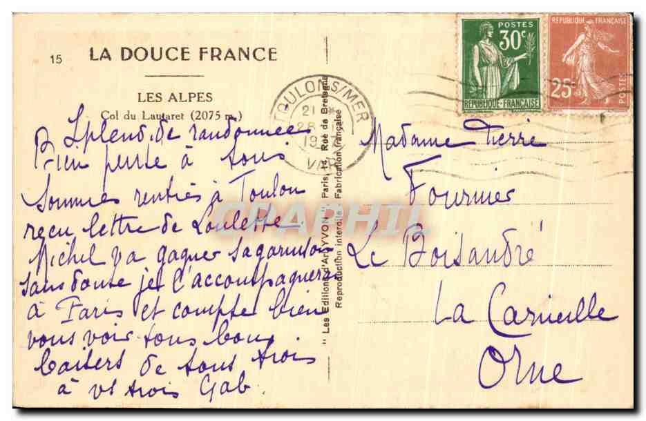 Col du Lautaret (2075 m) — Les Alpes — Éditions La Douce France, n°15 — Reverso