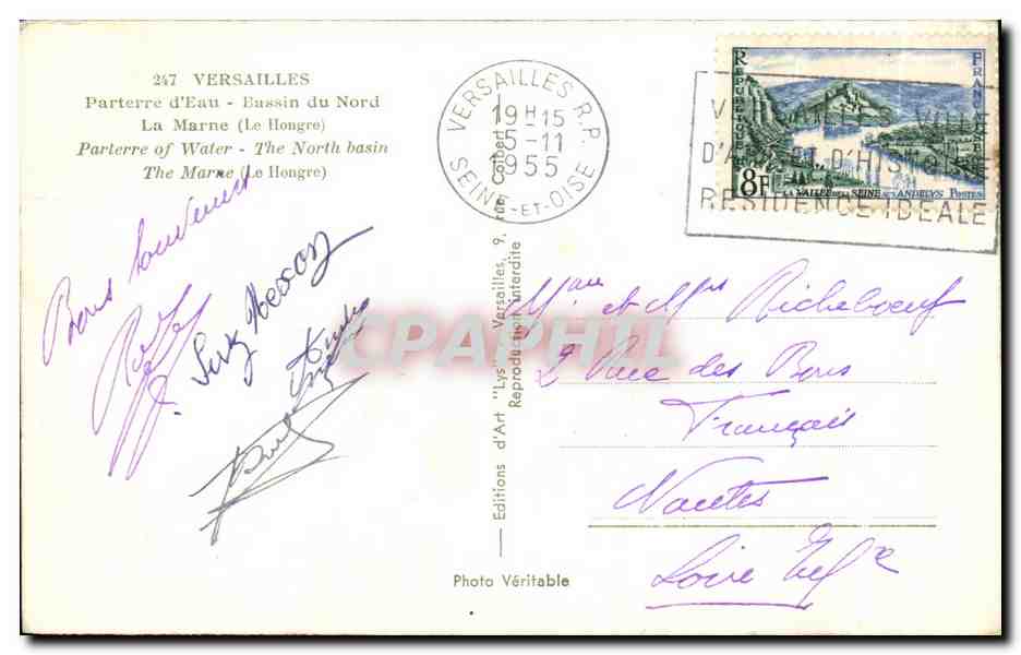 CPA Versailles Parterre d'Eau Eassin du Nord La Marne Le Hongre — Verso