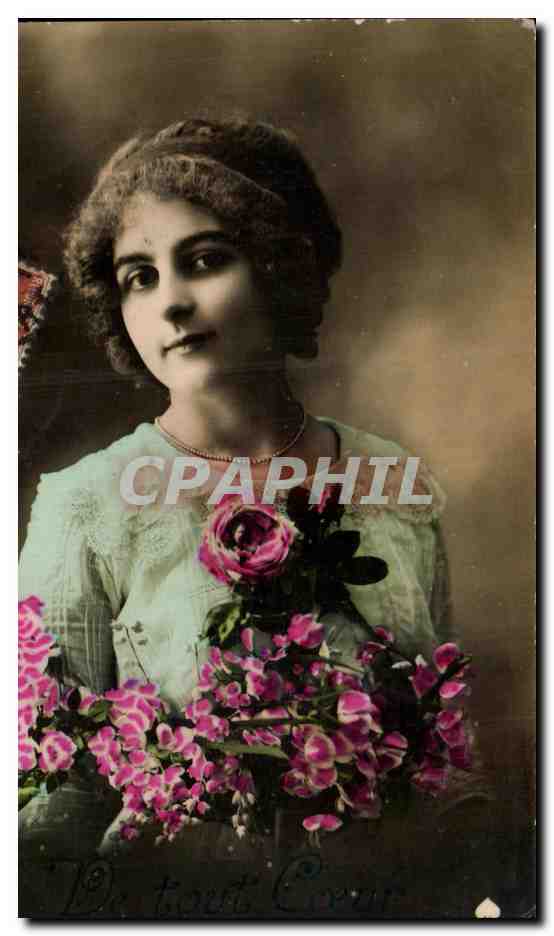CPA Fantaisie Femme fleurs 